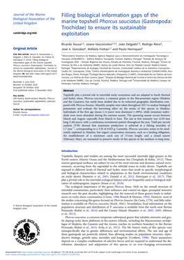 Filling Biological Information Gaps of the Marine Topshell Phorcus Sauciatus