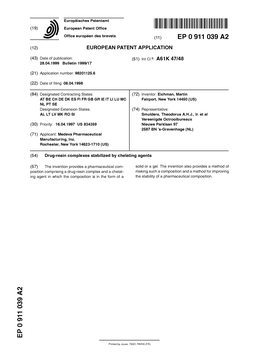 Drug-Resin Complexes Stabilized by Chelating Agents