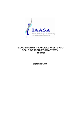 RECOGNITION of INTANGIBLE ASSETS and SCALE of ACQUISITION ACTIVITY – a Survey