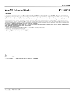 FY 2018/19 Vote:569 Nakaseke District