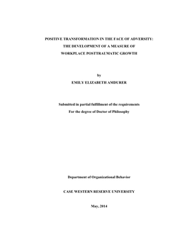 Positive Transformation in the Face of Adversity: the Development of a Measure of Workplace Posttraumatic Growth