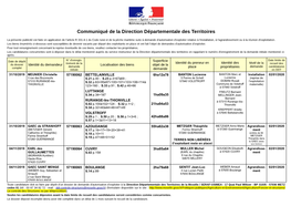 Communiqué De La Direction Départementale Des Territoires