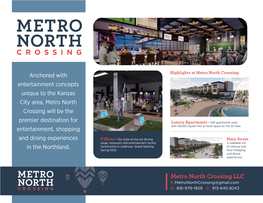 Metro North Crossing: Entertainment Concepts Unique to the Kansas City Area, Metro North Crossing Will Be The