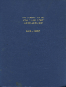 Pain and Sexual Pleasure in Dante Alighieri and T. S. Eliot