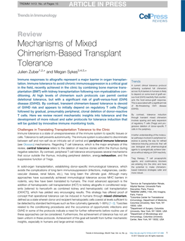 Mechanisms of Mixed Chimerism-Based Transplant Tolerance