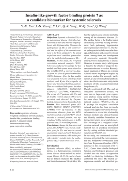 Insulin-Like Growth Factor Binding Protein 7 As a Candidate Biomarker for Systemic Sclerosis Y.-M