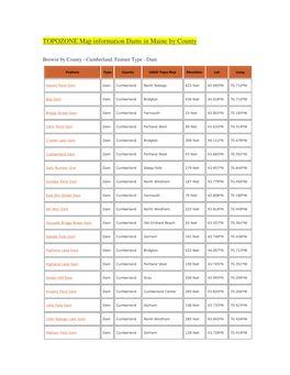 TOPOZONE Map Information Dams in Maine by County