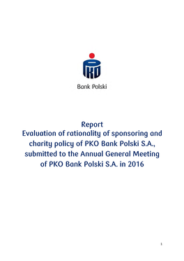 23 Report from Evaluation of Rationality of Sponsoring and Charity Policy of PKO BP SA