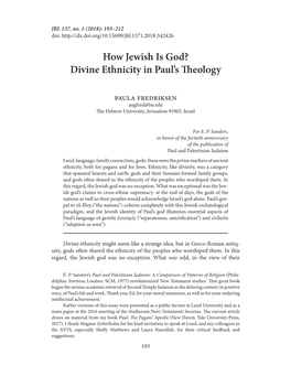 How Jewish Is God? Divine Ethnicity in Paul's Theology