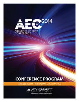 Conference Program April 28 & 29, 2014 • Hilton Albany • Albany, Ny • Usa