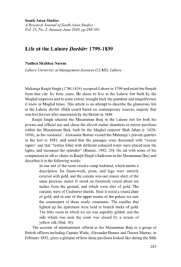Life at the Lahore Darbār: 1799-1839