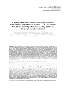 (Zostera Marina L.) in the Alboran Sea: Micro-Habitat Preference, Feeding Guilds and Biogeographic Al Distribution