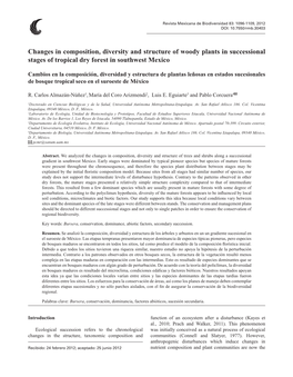 Changes in Composition, Diversity and Structure of Woody Plants in Successional Stages of Tropical Dry Forest in Southwest Mexico