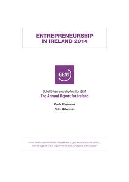 Global Entrepreneurship Monitor (GEM) the Annual Report for Ireland