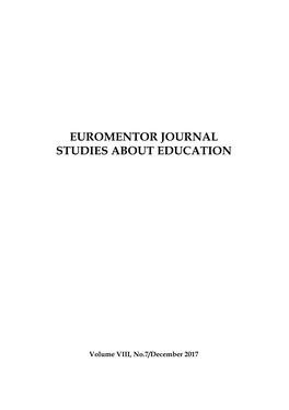 Euromentor Journal Studies About Education