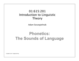 Phonetics: the Sounds of Language