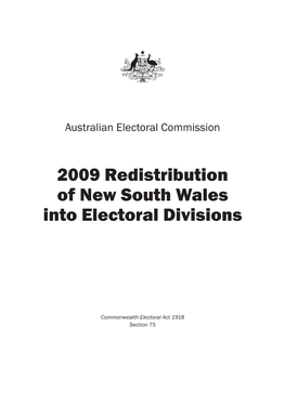 2009 Redistribution of New South Wales Into Electoral Divisions