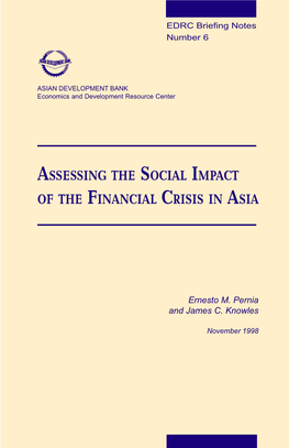 Assessing the Social Impact of the Financial Crisis in Asia