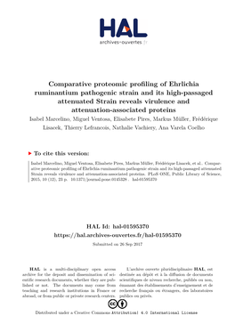 Comparative Proteomic Profiling of Ehrlichia Ruminantium Pathogenic