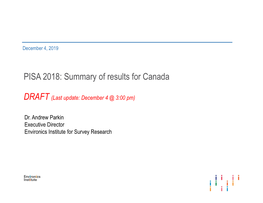 PISA 2018: Summary of Results for Canada