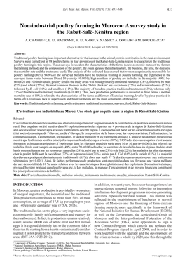 Non-Industrial Poultry Farming in Morocco: a Survey Study in the Rabat-Salé-Kénitra Region