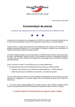 Communiqué De Presse