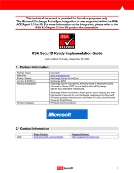 RSA Securid Ready Implementation Guide