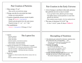 Pair Creation of Particles