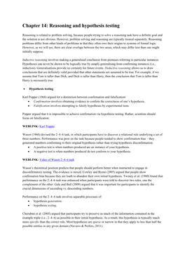 Chapter 14: Reasoning and Hypothesis Testing