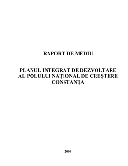 Raport De Mediu Pentru PLANUL INTEGRAT DE DEZVOLTARE