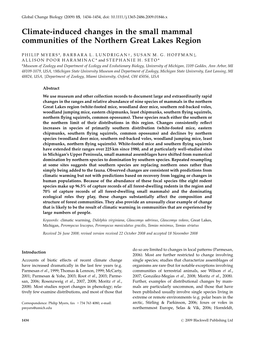 Climate-Induced Changes in the Small Mammal Communities of the Northern Great Lakes Region