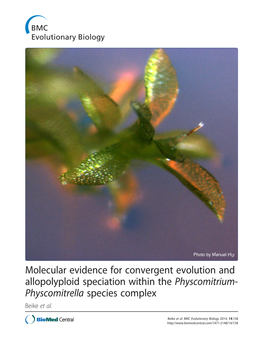 Molecular Evidence for Convergent Evolution and Allopolyploid Speciation Within the Physcomitrium- Physcomitrella Species Complex Beike Et Al