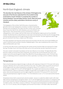 North East England: Climate