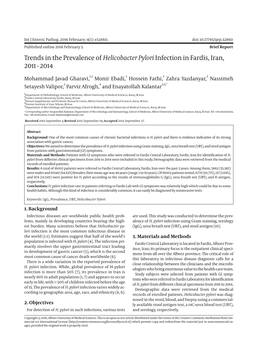 Trends in the Prevalence of Helicobacter