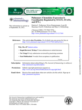 Coordinately Regulated by STAT1, STAT6, Pulmonary Chemokine