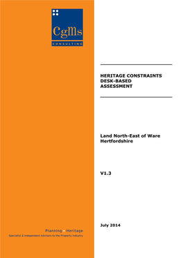 Heritage Constraints Desk-Based Assessment