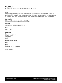 Complete Genome Sequence of Planctomyces Brasiliensis Type Strain