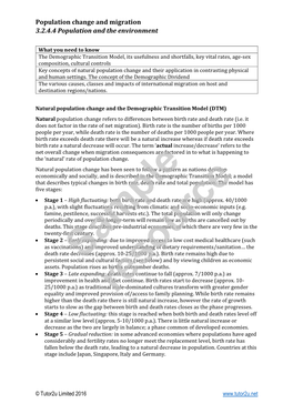 Population Change and Migration 3.2.4.4 Population and the Environment