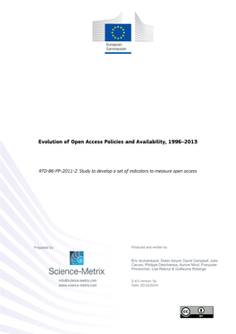 Evolution of Open Access Policies and Availability, 1996–2013