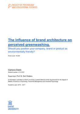 The Influence of Brand Architecture on Perceived Greenwashing. Should You Position Your Company, Brand Or Product As Environmentally Friendly?