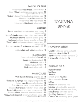 Tzarevna Dinner