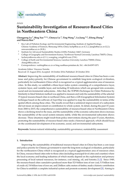 Sustainability Investigation of Resource-Based Cities in Northeastern China