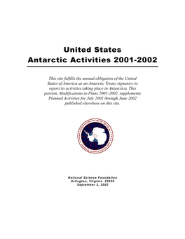 United States Antarctic Activities 2001-2002