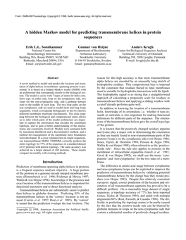 A Hidden Markov Model for Predicting Transmembrane Helices in Protein Sequences