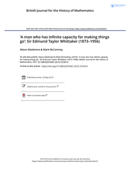 Sir Edmund Taylor Whittaker (1873–1956)