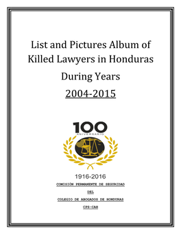 List and Pictures Album of Killed Lawyers in Honduras During Years 2004-2015