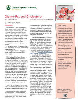 Dietary Fat and Cholesterol Fact Sheet No