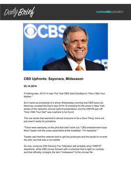 CBS Upfronts: Sayonara, Midseason