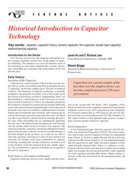 Historical Introduction to Capacitor Technology