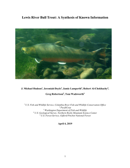 Lewis River Bull Trout: a Synthesis of Known Information